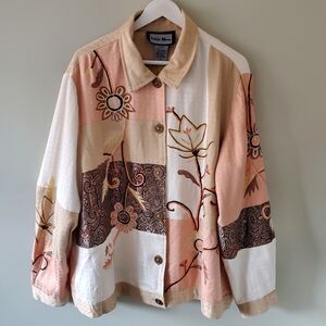 Indigo Moon XL Boho Hippie Western Patchwork Tapesty Embroidery Oversized Shirt